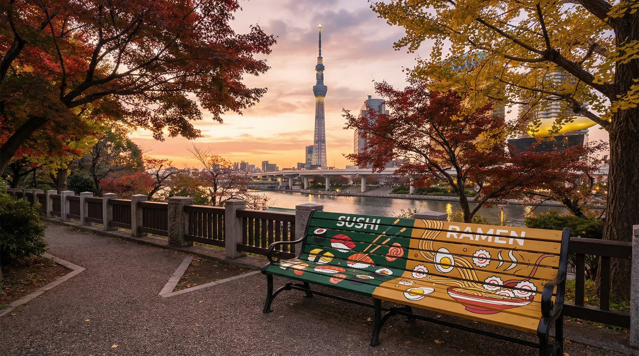 Sushi / Ramen bench in Tokyo