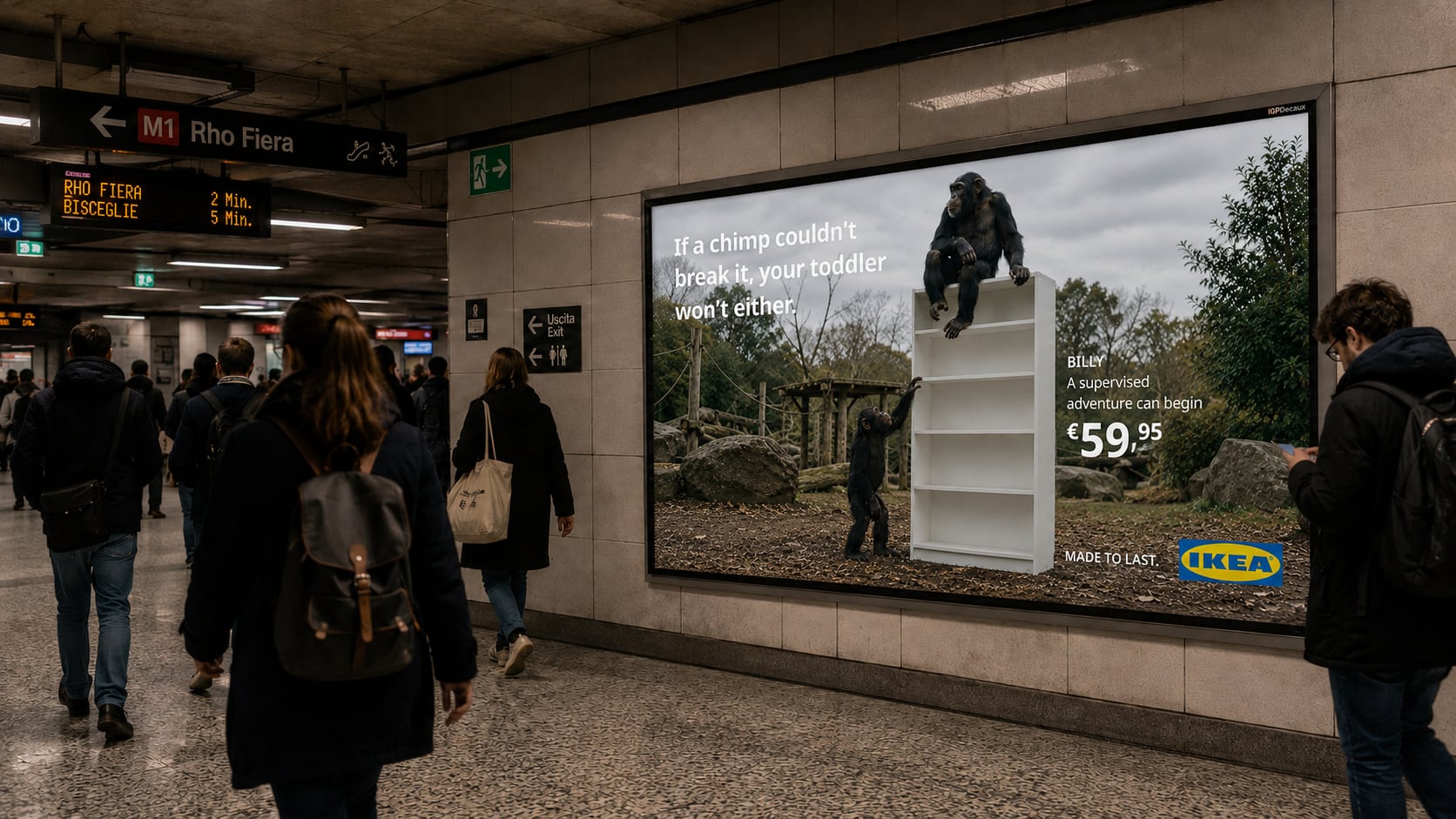 BILLY metro ad with a chimpanzee