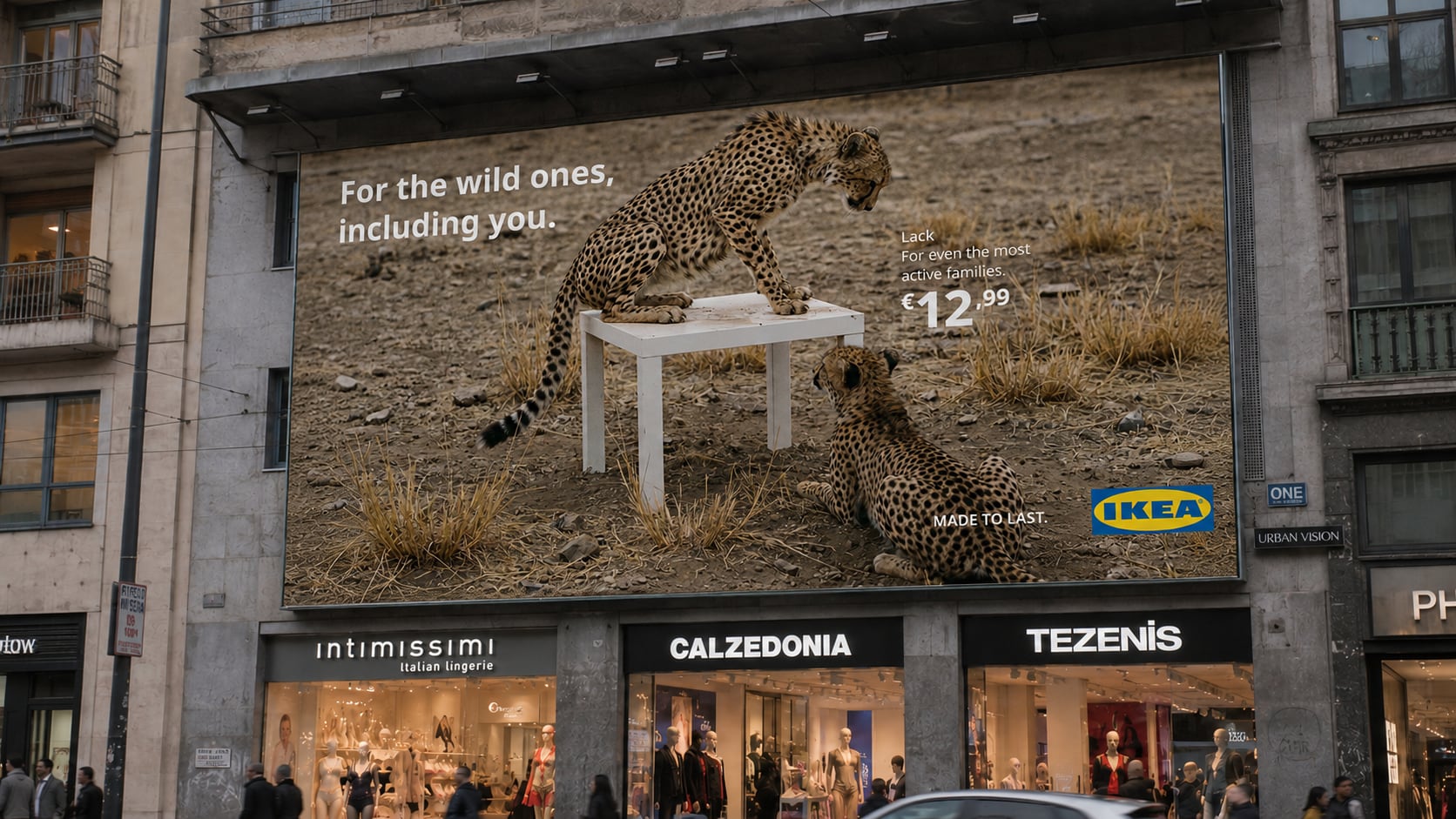 LACK billboard with cheetahs: For the wild ones, including you.