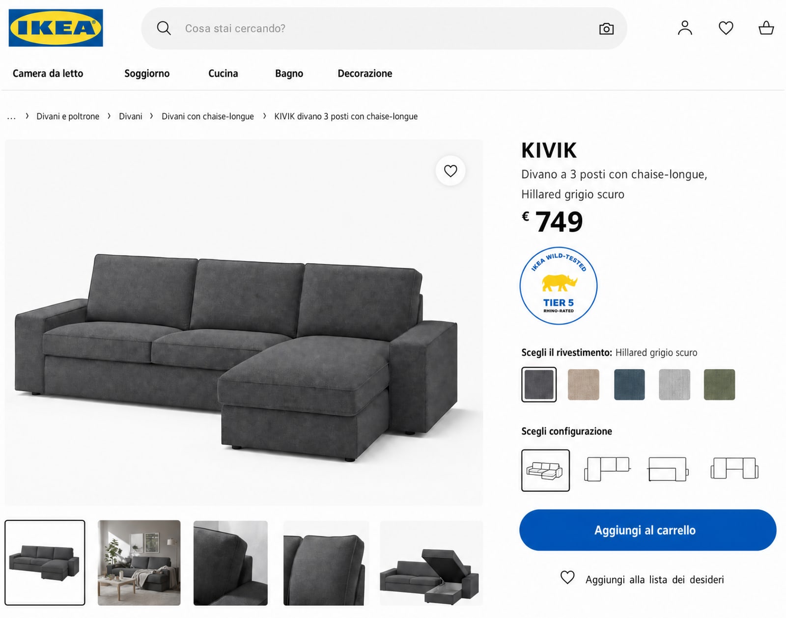 The Tier 5 Wild-Tested badge on a live ikea.it product page