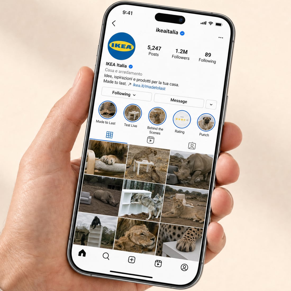 The IKEA Italia profile during the campaign