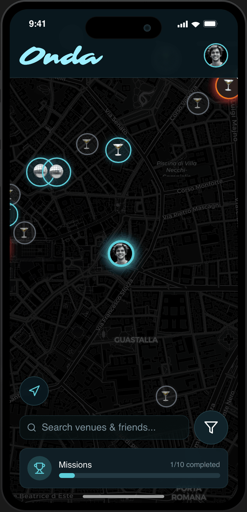 The live map of Milan nightlife