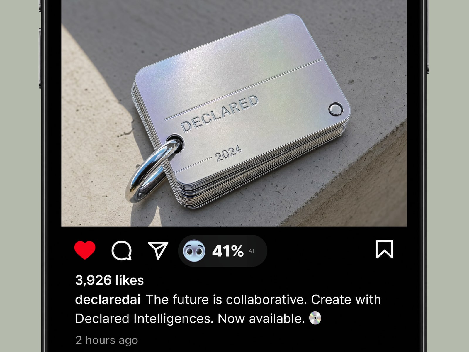 The Vitrum badge on the action row of an Instagram post
